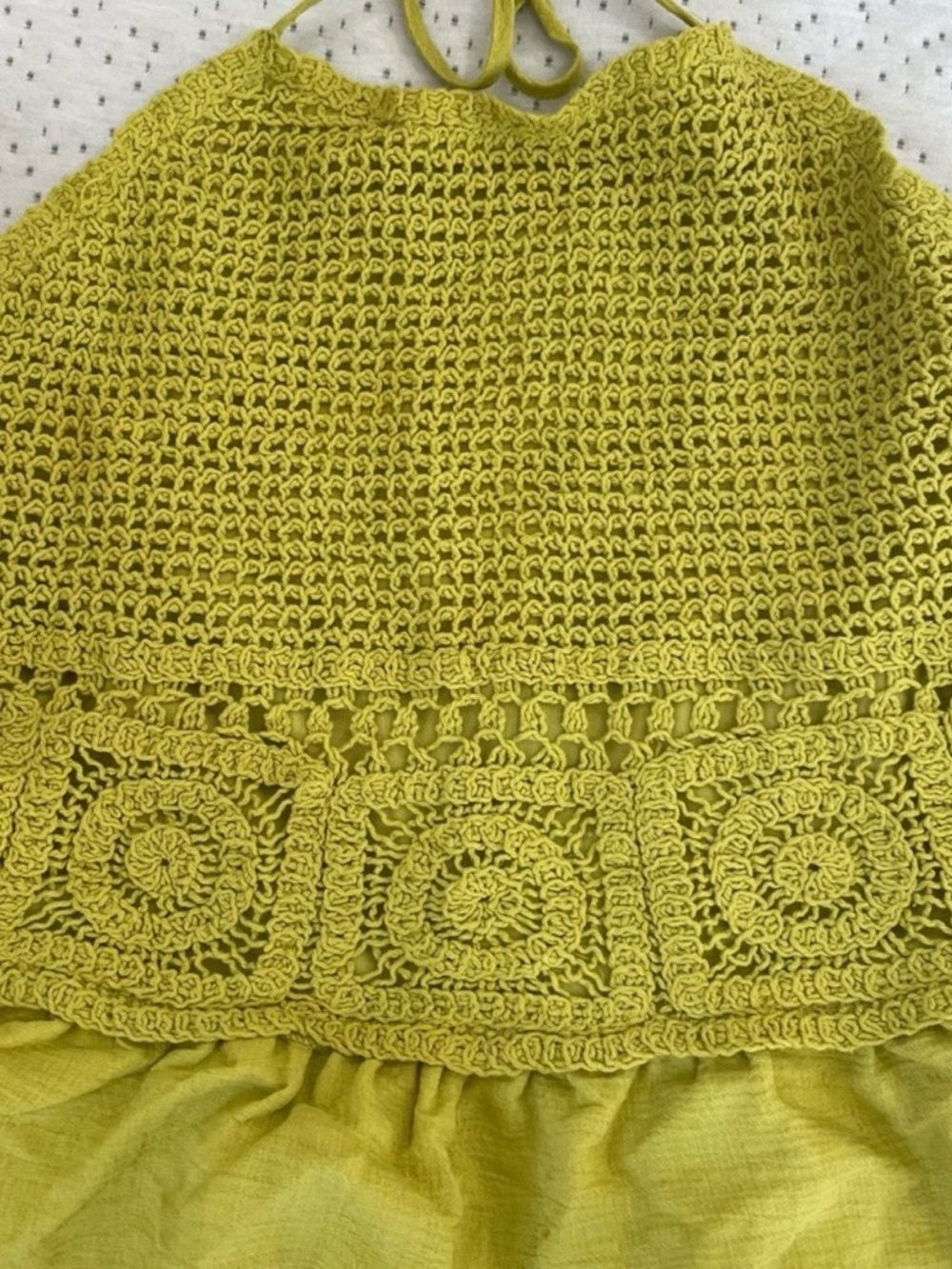 Anthropologie Milk & Honey Crocheted Lace-Halter Knit Peplum Tank Top - Green - Picture 4 of 7